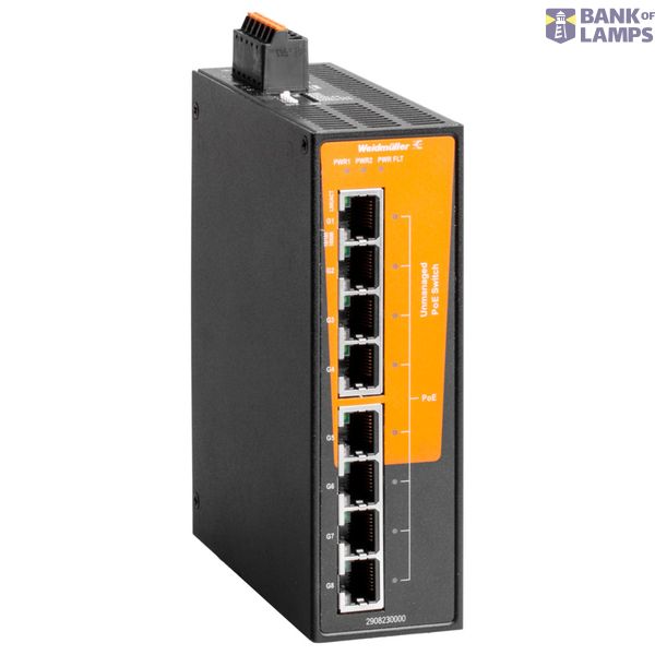 PoE switch, unmanaged PoE, Gigabit Ethernet, 8x RJ45 PoE++, IP30, -40  image 1