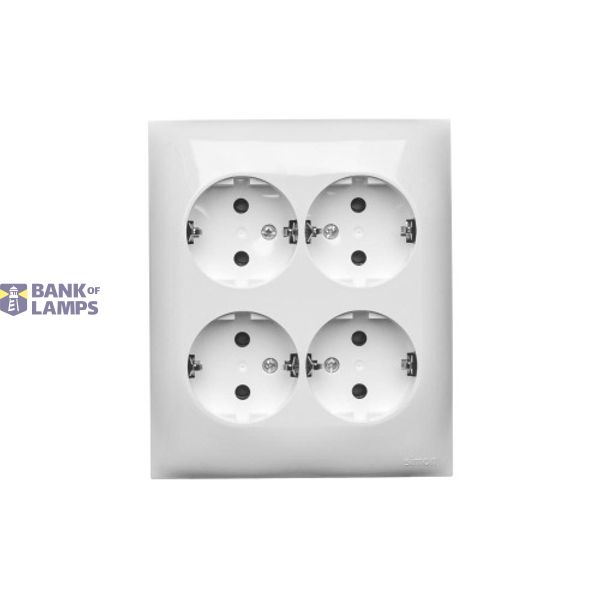 Quadruple socket outlet with SCHUKO earthing - IP20 version, 16A, quick connection, white image 1