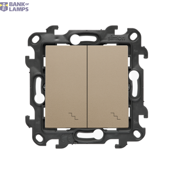 Double two-way switch, (module), Simon 24, IP20/IP44, 10AX, champagne matt image 1