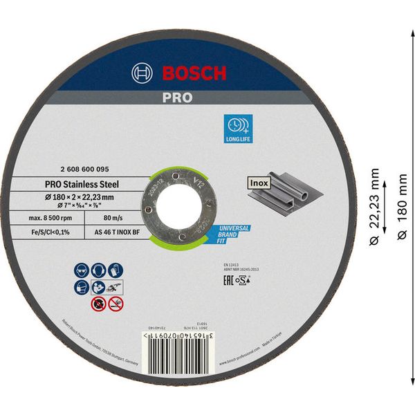 Expert for Inox straight cutting disc AS 46 T INOX BF, 180 mm, 2,0 mm image 1