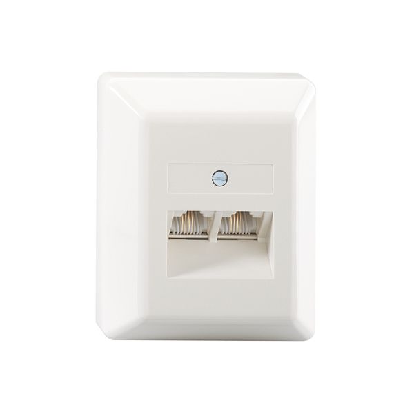 2-way UAE socket, surface-mounted, pure white (similar to RAL 9010), with switchable resistors image 1