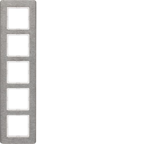 Frame 5gang, stainless Steel brushed, vertical image 1