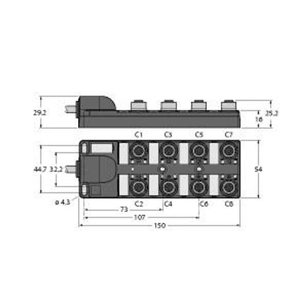 Passive Actuator/Sensor Box, M12 × 1 With Homerun Cable, 8-port   TB-8M12-5P3-5/TXL image 2