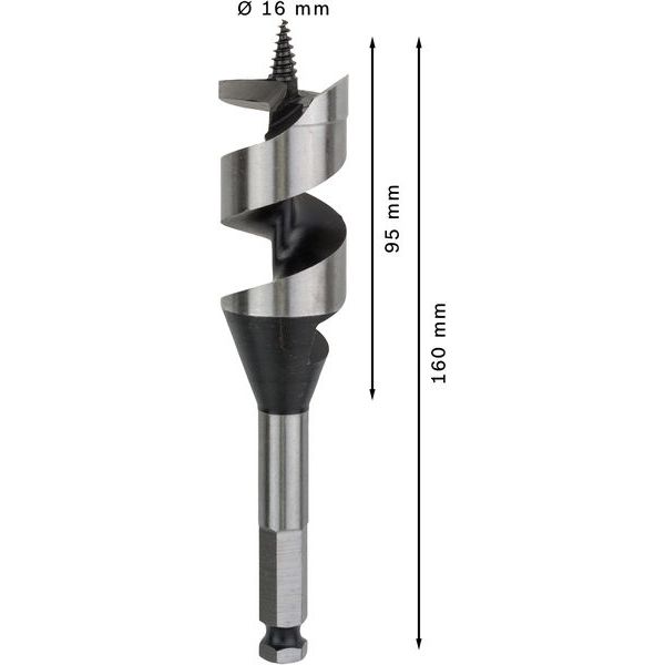 Wood auger bit, hexagon 32 x 95 x 160 mm, d 11,1 mm image 2