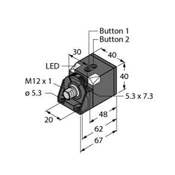 Ultrasonic Sensor Diffuse Mode Sensor   RU200-CK40-2UN8X2T-H1151 image 1