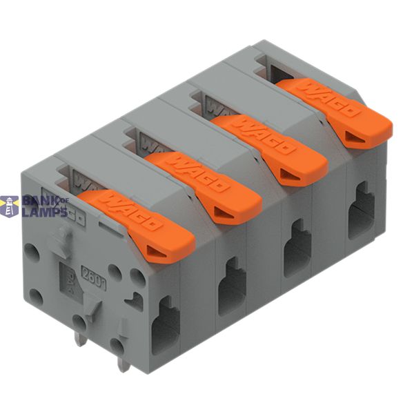 2601-1304 PCB terminal block; lever; 1.5 mm²; Pin spacing 7.5 mm; 4-pole; Push-in CAGE CLAMP®; 1,50 mm²; gray image 1