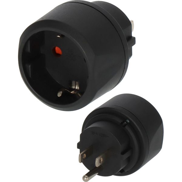 Travel adapter earthed to USA plug image 1