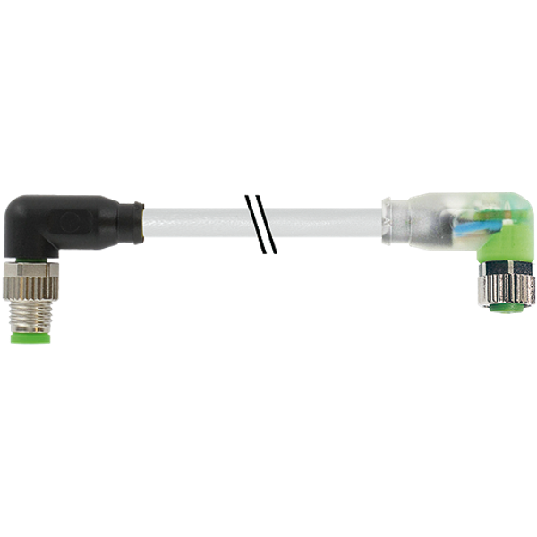 M8 male 90°/M8 female 90° A-cod. LED PUR 3x0.25 gy +robot+drag ch. 6m image 1
