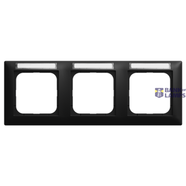 1733 NS-915  Cover frame with labelling field, horizontal with label space 3-gang black matt - Busch-balance SI image 1