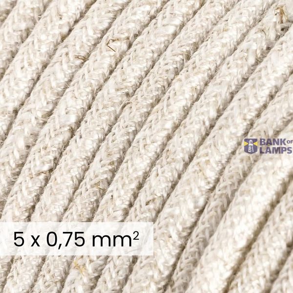 DALI Textile electrical cable 5x0.75 mm² in Natural White Linen - Wire for designer lighting RN01 image 2