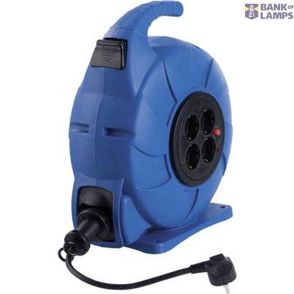 automatic cable reel blue  'ROTOMATIC' with 20 H05VV-F 3G1,5 with 4 sockets IP20  german version image 1