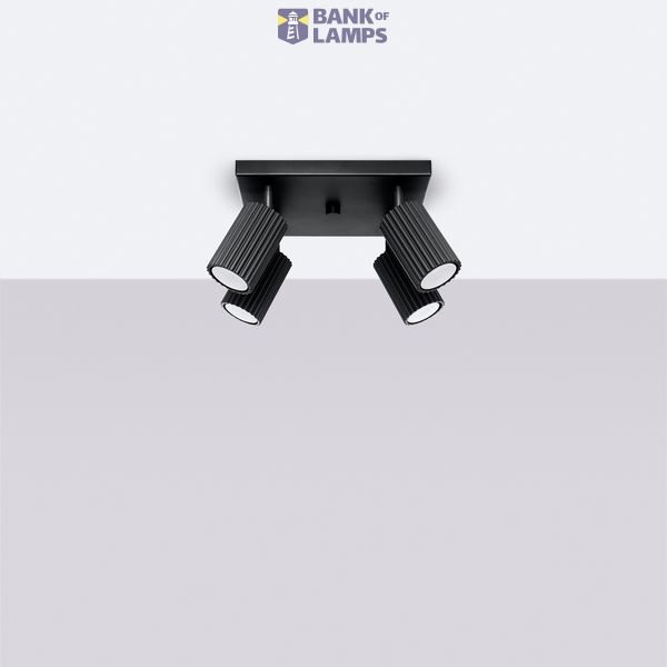 CEILING LAMP WITH FOUR SPOTLIGHTS ON A SQUARE ROSETTLE, CARBON SERIES image 2