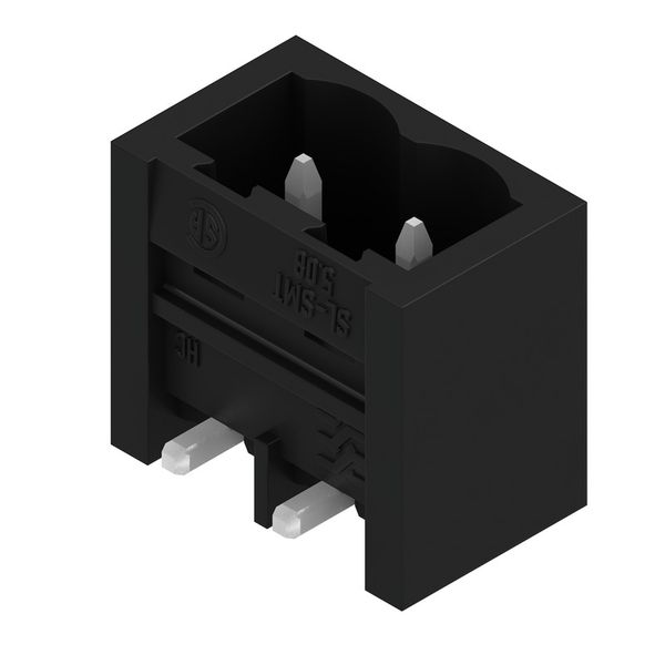 PCB plug-in connector, male header, closed side, THT/THR solder connection, 5.08 mm, Number of poles: 2, 270°, Solder pin length (l): 1.5 mm, tinned, black, Tape image 2