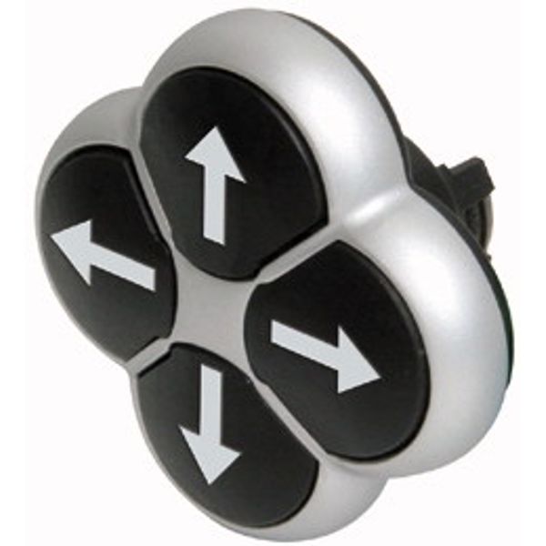M22-DI4-S-X7 Position pushbutton, RMQ-Titan, Actuators non-flush, momentary, 4-fold, opposing pushbuttons mechanically interlocked, Bezel: titanium, arrow up image 1