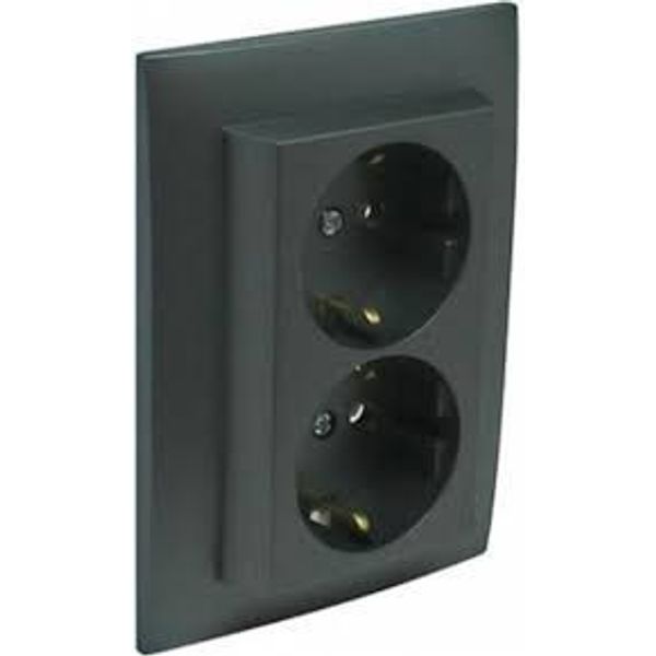 MONOBL DOUB EARTH SOCKET(SCHUKO TYPE)MATTE BK image 1