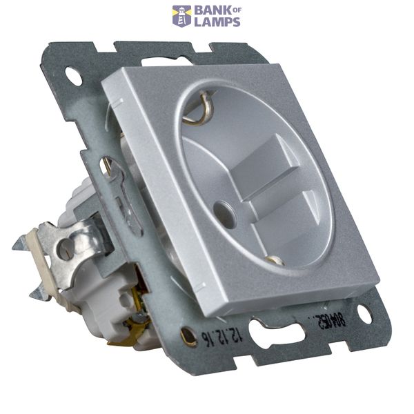 Socket outlet, screw clamps, silver image 4