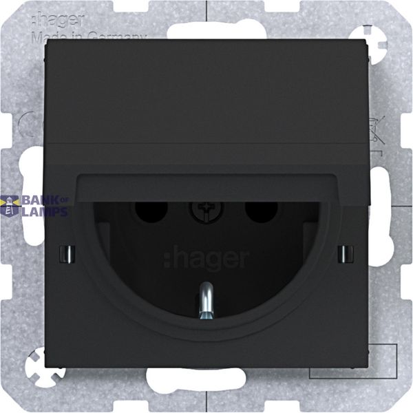 SCHUKO wall socket, fixed, Safety Plus, plug-in, A.x/C.x black matte image 1