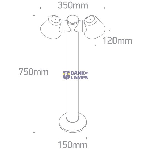 ANTHRACITE POST GU10 2x6W IP65 100-240V image 2