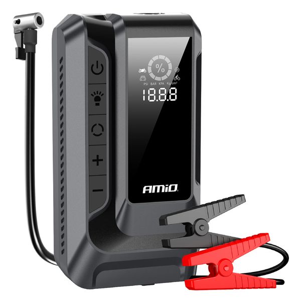Portable 4in1 Jump Starter/LED/AirCompressor/Powerbank 12V 12Ah 1600A AMIO-04677 image 1