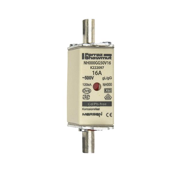 Fuse-link NH000 gG 500VAC 16A live tags Double indicator By 3 image 1