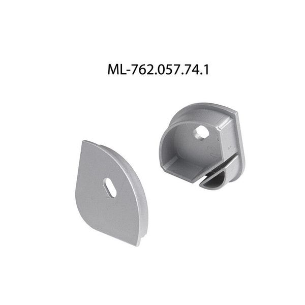 End cap for RL2 with hole, silver color, 1pc image 1