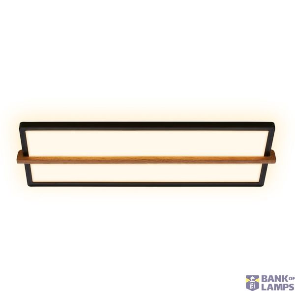 LED ceiling light, black/wood, IP20, LED/22W, incl. backlight effect image 1