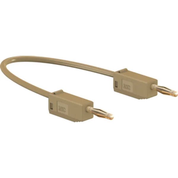 Measuring lead with (2 mm plug, spring-loaded, straight) to (2 mm plug, spring-loaded, straight), 80 mm, brown, PVC, 0.5 mm², CAT O, 28.0039-00727 image 1