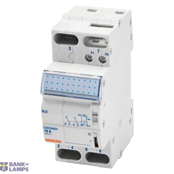 LATCHING RELAY - 16A - 4NO 12V ac - 1 MODULE image 2