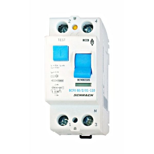 Residual current circuit br. 110V,80A,2-p,100mA,type AC6kA image 1