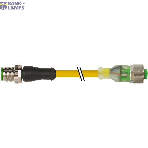 M12 male 0° / M12 female 0° A-cod. LED PUR 4x0.34 ye 3m image 2