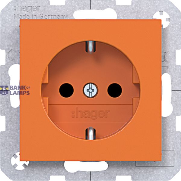 SCHUKO wall socket, Safety Plus, plug-in type, A.x/C.x, orange glass. image 1