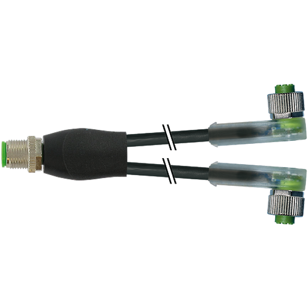Y-Distributor M12 male/fem. 90° A-cod. LED PUR 3x0.34 bk+drag-ch 1.5m image 1