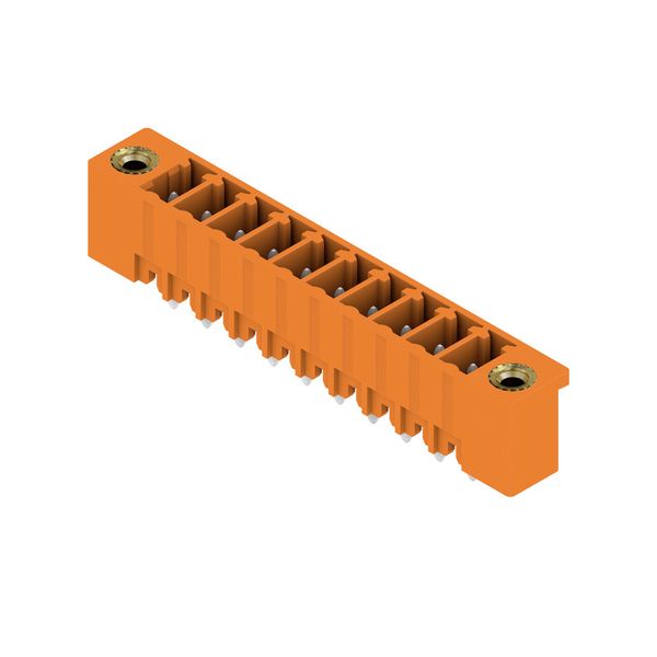 PCB plug-in connector, male header, Flange, THT solder connection, 3.81 mm, Number of poles: 10, 180°, Solder pin length (l): 3.2 mm, tinned, orange, Box image 2