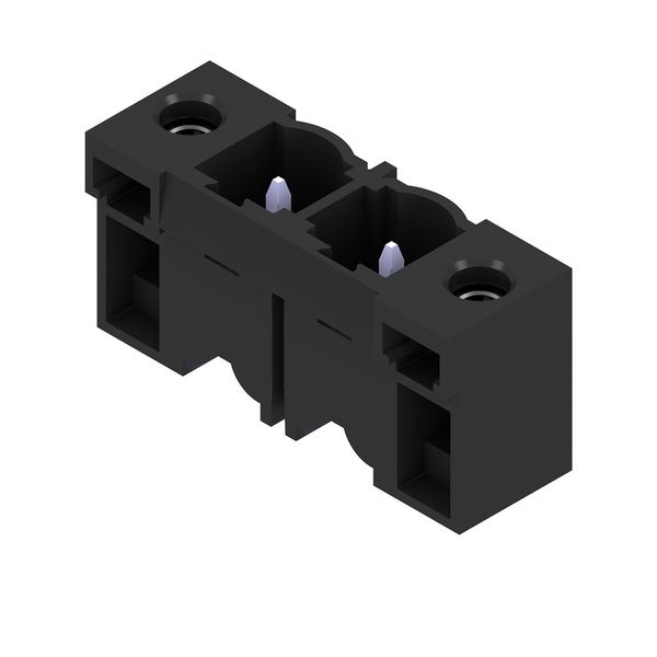 PCB plug-in connector, male header, Flange, THT solder connection, 7.62 mm, Number of poles: 2, 180°, Solder pin length (l): 3.2 mm, tinned, black, Box image 4