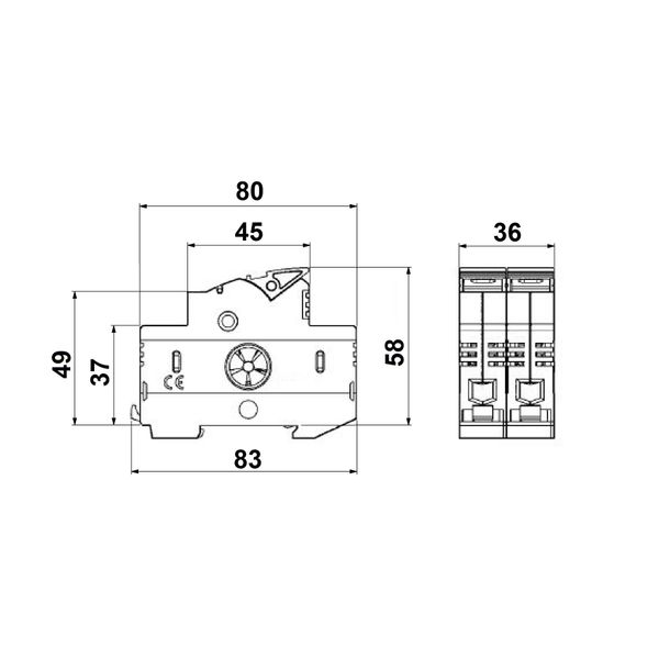 Holder for cylindrical fuse links 32A, 2-polig, 690V (The price is shown without markup on metals. Request a quote for accurate information) image 3