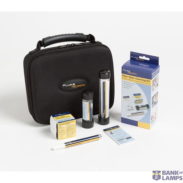 Fluke Fiber Optic Cleaning Kit - Cleaning Cube, Cleaning Card, Solvent Pen, 2.5mm & 1.25mm Swabs image 1