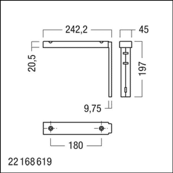 CROSSIGN 110 P MS90° bracket WH - Surface-mount bracket image 2