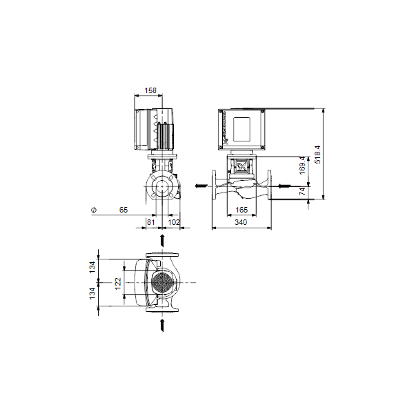 In-line circulator pump TPE2 65-180-N-A-F-A-BQQE 3x400V PN6/10 image 3