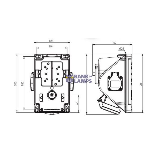 Fixed socket COMBO-POL 32A 5P 6h IP44 image 2