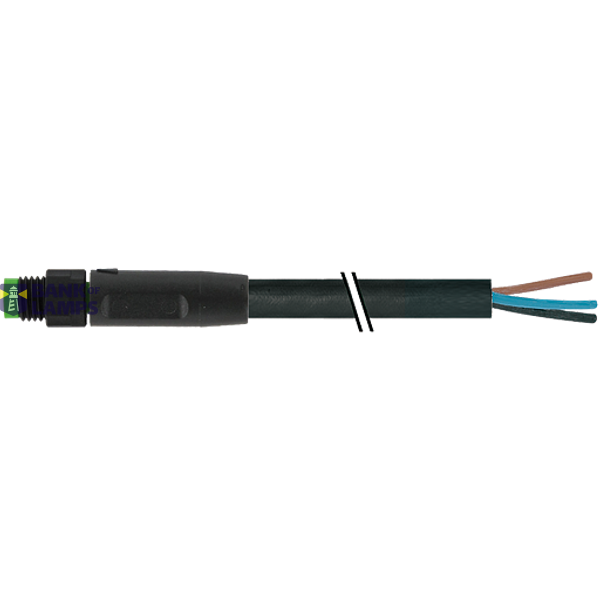 M8 male 0° A-cod. with cable Lite PUR 3x0.25 bk 2.5m image 1