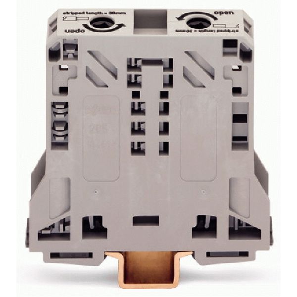 2-conductor through terminal block 50 mm² lateral marker slots gray image 1