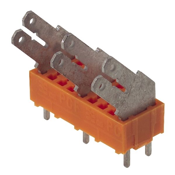 Printed circuit board terminals, 10.00 mm, Number of poles: 10, 135°, Solder pin length (l): 3.5 mm, tinned, orange, Flat-blade connection, Box image 1