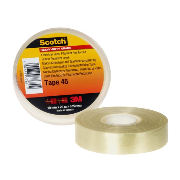3M™ Filament Reinforced Electrical Tape 45, Clear, 19mm x 20m, 20 Roll image 7
