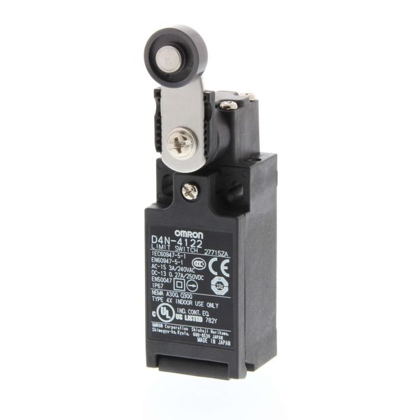 Limit switch, D4N, M20 (1-conduit), 1NC/1NO (snap-action), Roller leve D4N 0027B image 1