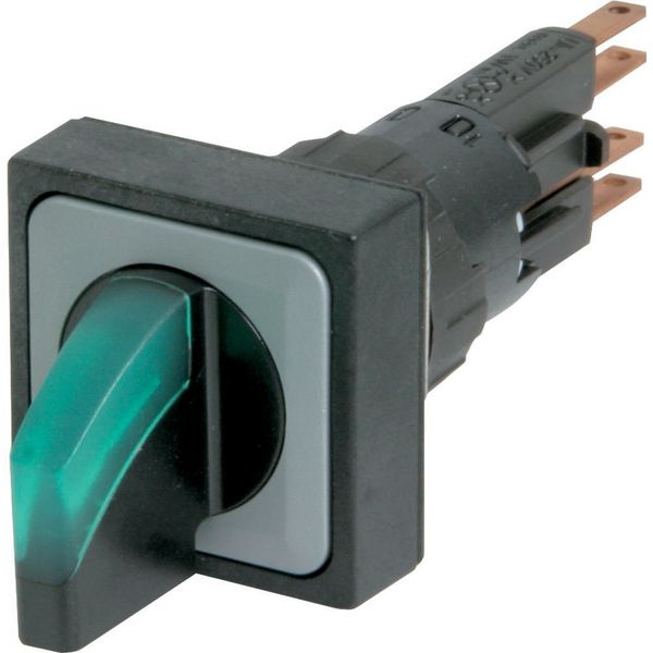 Q25LWK3-GN Illuminated selector switch actuator, momentary, 45° 45°, 25 — 25 mm, 3 positions, With thumb-grip, green, with VS anti-rotation tab, without light el image 3