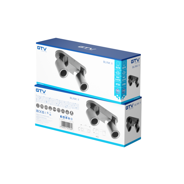 Ceiling luminaire BLINK II, GU10, max. 2*20 W, IP20, double, black image 2