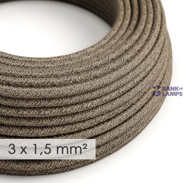 Large section electric cable 3x1,50 round - covered by Natural Brown Linen RN04 image 1