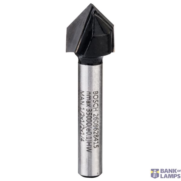 V-groove bit, 1/4", D1 12.7 mm, L 12.7 mm, G 45 mm, 90° image 1
