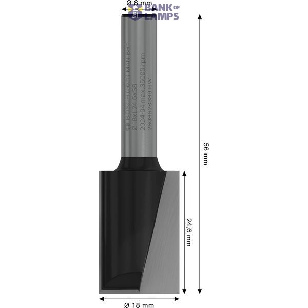 Straight bit, 8 mm, D1 18 mm, L 24.6 mm, G 56 mm image 2