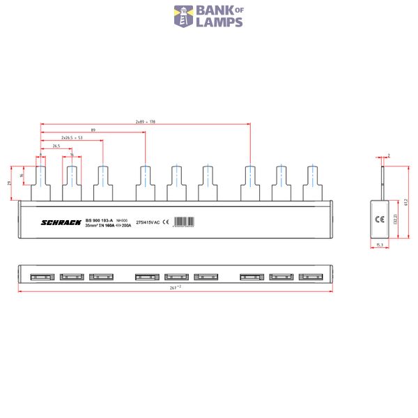 ARROW II-busbar 3xC00 for 3-pole fuse switch image 2